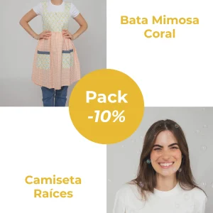 Pack Bata Mimosa coral + Camiseta Maestra Raíces