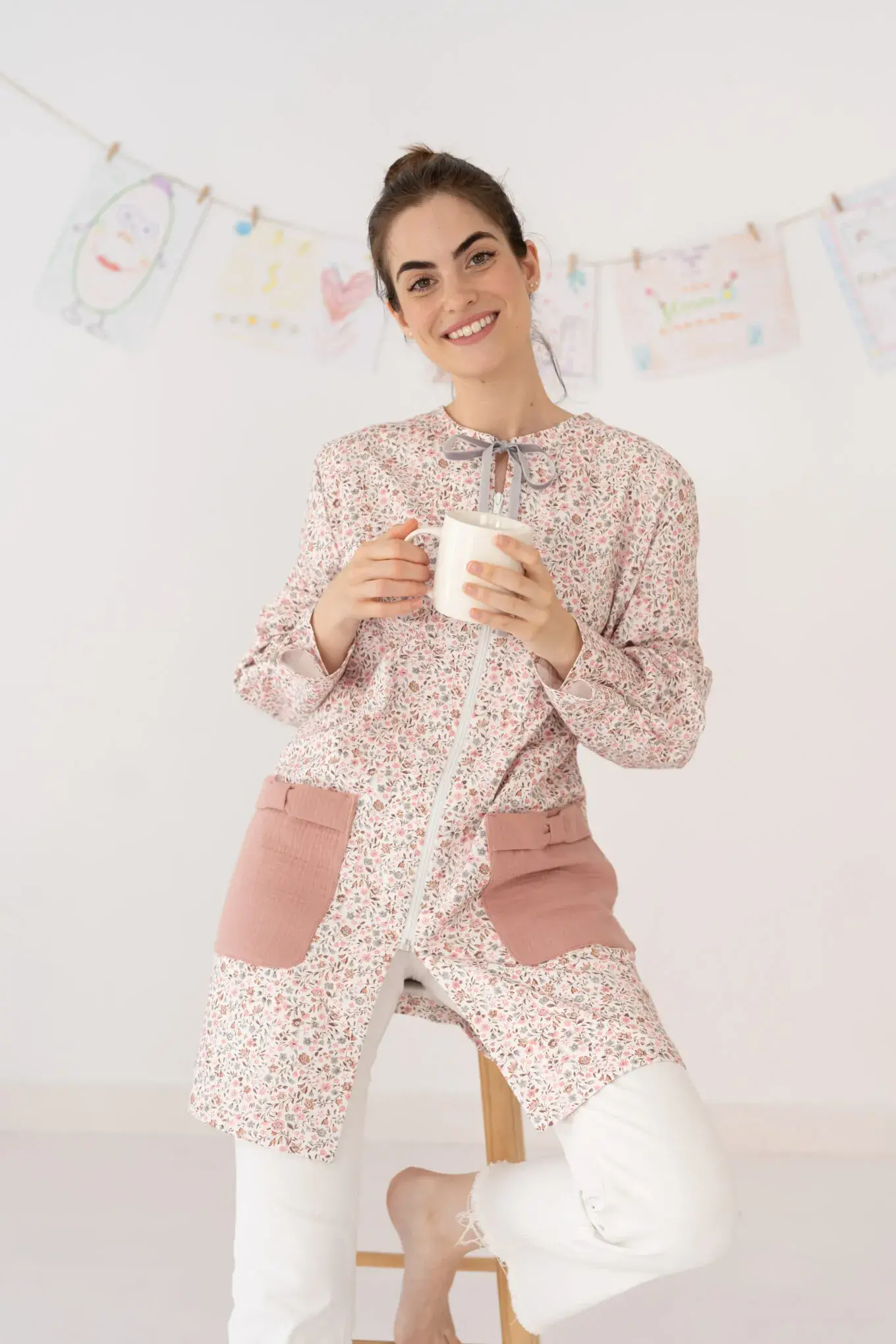 Bata con Mangas Magnolia flores