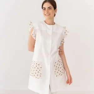 Bata sin Mangas Flor de Loto Blanca